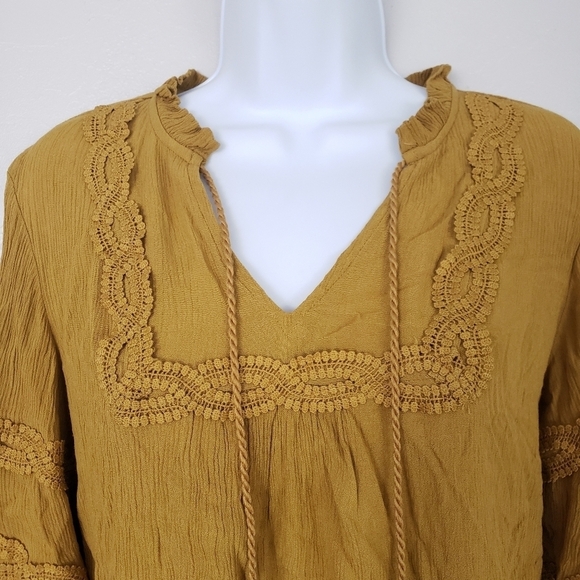 Maurices Golden Blouse Tassel Embroidery Bohemian - Picture 2 of 6
